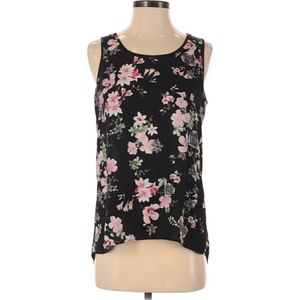 Express Black Floral Split Back Sleeveless Blouse